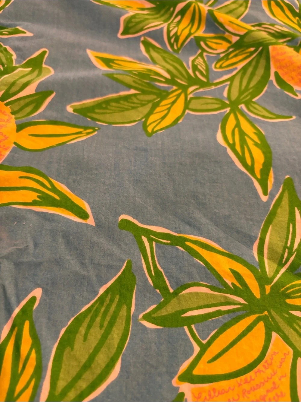Lilly Pulitzer Turquoise Shower Curtain with Yellow Floral Print